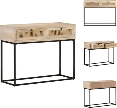 Obrázek produktu pro vidaXL Konzolový stolek 100x35x76 cm z mangového masivu a proutí - Odkládací stolky