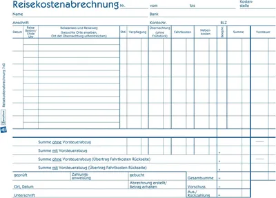 Produktbild von Formularbuch Reisekostenabrechnung wöchentlich A5 quer 50 Blatt Packung mit 10 Stück