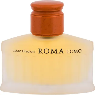 A bottle of Laura Biagiotti Roma Uomo eau de Toilette for men.