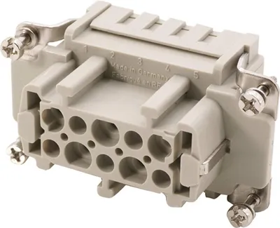 Produktbild von HARTING Han 3HvE mit 2 Schaltkontakte Buchseneinsatz (F) Crimpanschluss, 5-polig 3/2+PE 830V - 500V Steuerkontakt, 16A