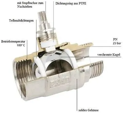 Produktbild von Kugelhahn 3/4" Wasserhahn Mit Stopfbuchse Messing