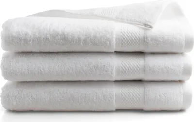 Produktbild von DoubleDry Premium Handtücher Set - 3 Stück 70 X 140 cm Baumwolle - 500 g/m² - Weich & Saugstark -  Badetuch badehandtücher Große Handtuch (Weiß)