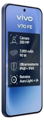 Produktbild von VIVO V70 FE + BUD, 17,4 cm (6.83"), 8 GB, 256 GB, 200 MP, Android 16.0, Blau