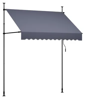 Produktbild von SucceBuy Klemmmarkise 2 m, höhenverstellbare Markise mit Handkurbel, Sonnenschutz UPF 80+ für Terrasse, Balkon und Garten, Dunkelgrau