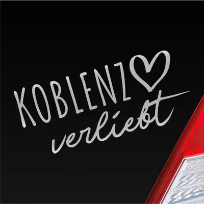 Produktbild von Auto Aufkleber Koblenz verliebt Herz Stadt Heimat Liebe Car 19x8 cm Silber Sticker Heckscheibenaufkleber