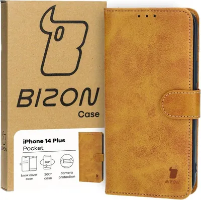 Produktbild von Bizon Case Pocket Flip Case für iPhone 14 Plus, Braun