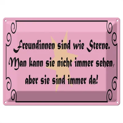 Produktbild von Blechschild Freundinnen wie Sterne immer da, 40 x 30 cm, Blechschilder Spruch Glück Weisheit