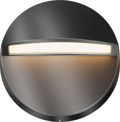 Produktbild von Wandlampe außen LED Aluminium rund D: 12 cm cm breit IP54 Schwarz warmweiß 3000 K 100 lm Modern