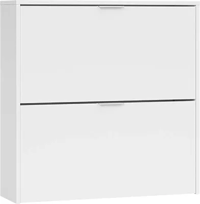 Produktbild von Schuhschrank Louisville, Schuhschrank mit 2 Klapptüren, Schuhregal mit niedrigem Einstieg, Ein niedriges Möbelstück, 75x22h76 cm, Weiß