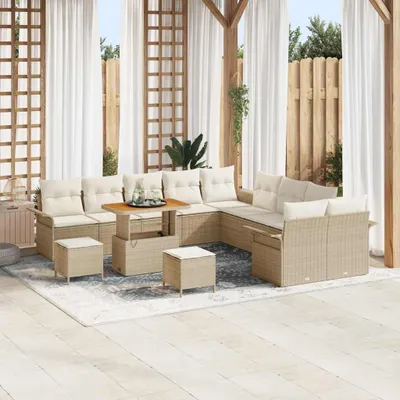 Produktbild von "2026 Promotion" Gartensofa-set mit Kissen - 13 pcs - Beige Poly-Rattan - Gartenmöbelset CC19652