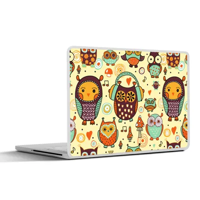 Produktbild von MuchoWow® Laptop Aufkleber Sticker Cover Eule - Kopfhörer - Muster 30x21 cm - Sticker für Laptop - Selbstklebend