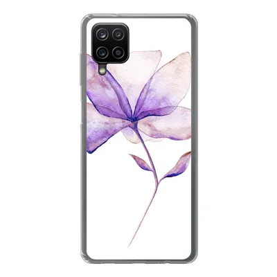 Produktbild von MuchoWow® Handyhülle Schutzhülle Hülle für Samsung Galaxy A12 Blumen - Aquarell - Lila Silikon Softcase Handy Hülle - Bild