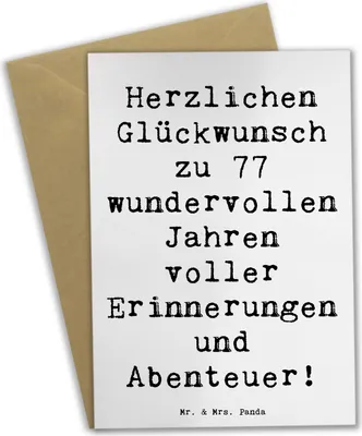 Produktbild von Mr. & Mrs. Panda Glückwunschkarte Spruch 77. Geburtstag - Weiß - Geschenk, vatertagskarte, Lebensfreude, einladungskarten, Geburtstagssprüche, Alter, Grußkarten