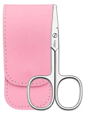 Produktbild von Baby Nagelschere Solingen mit abgerundeten Spitzen & Echtleder-Etui – Kindernagelschere für Babys und Kleinkinder – präzise Nagelpflege Magenta