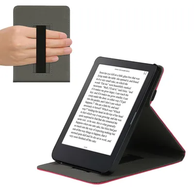 Produktbild von kwmobile Schutzhülle kompatibel mit Kobo Clara 2E / Tolino Shine 4 - Hülle e-Reader mit Schlaufe Ständer - - Neon Pink
