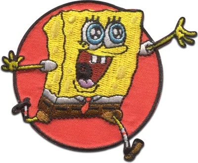 Produktbild von Comercial Mercera SpongeBob Schwammkopf © rot gestickt - Aufnäher, Bügelbild, Aufbügler, Applikationen, Patches, Flicken, zum aufbügeln, Größe: 6,4 x 7,6 cm