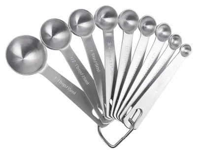 Produktbild von Set mit 9 Messlöffeln und -Bechern aus Edelstahl