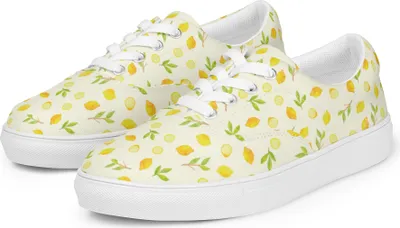 Produktbild von Mr. & Mrs. Panda Sneaker Damen Frische Zitronen Größe 36 1/2 - Gelb - Geschenk, Sportschuhe, Muster, Damenschuhe, Zitrusfrüchte, Stoff-Sneaker, Zitrone, Stoffschuh