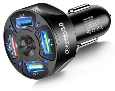 Obrázek produktu pro Nabíječka do auta elzle s 4 porty, včetně zapalovačů cigaret a USB-C, adaptér 12V-32V