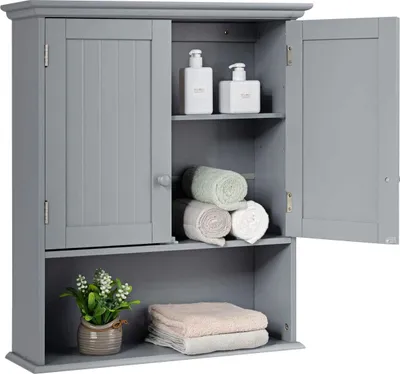 Produktbild von GOPLUS Badezimmerschrank60x20x70cm, Wandschrank Hängend, Hängeschrank mit Verstellbaren Einlegeboden, Küchenschrank