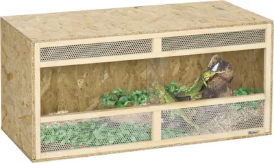 Image de PawHut Terrarium en bois OSB pour reptiles avec porte coulissante en verre - 100 x 47 x 47 cm
