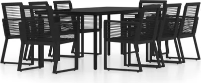 Image de vidaXL Ensemble de jardin 9 pièces noir
