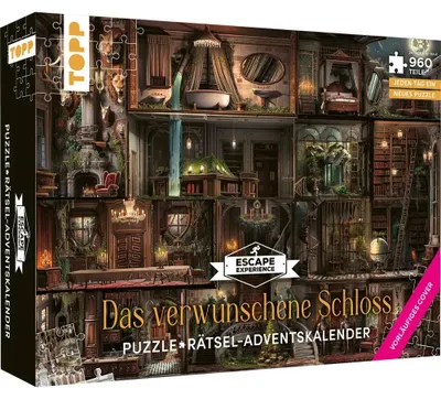 Immagine prodotto di Calendario dell'Avvento a tema puzzle: Il castello incantato - 24 puzzle con un totale di 960 pezzi: Un'esperienza di fuga. Ogni giorno, combinate nuovi pezzi e risolvete gli enigmi.
