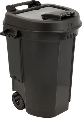 Produktbild von Abfallcontainer 110 L mit Deckel - fahrbar mit Rollen - Stabile und robuste Abfalltonne in schwarz