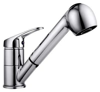 Produktbild von Küchenarmatur mit ausziehbarer Brause, Einhebelmischer mit 360° Drehung, Hochdruck Mischbatterie für Spültische, Wasserhahn mit 2 Strahlarten, Chromarmatur