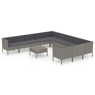 Immagine prodotto di vidaXL Set da giardino lounge da 12 pezzi con cuscini in polyrattan grigio