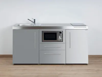Produktbild von Stengel Miniküche Premiumline MPM 170 Edelstahl mit Kühlschrank und Mikrowelle