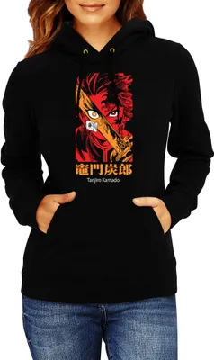 Zdjęcie produktu dla Damska Bluza Z Kapturem Demon Anime Slayer Tanjiro Kamado 015, Lady L / Czarny