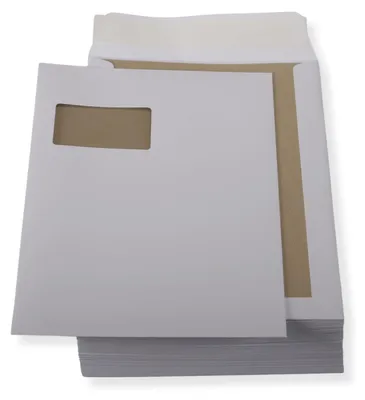 Produktbild von C4 Papprückwandtaschen mit Fenster Weiß · stabiler Karton · Umschläge 229 x 324 mm 50 Stück