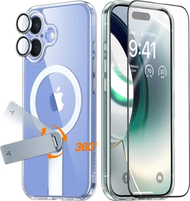 Produktbild von Torras Pstand Spin 3-in-1 Bundle für iPhone 16 Clear Handyhülle