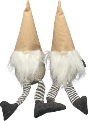 Produktbild von Deko Wichtel 2er Set grau/rot oder beige, Farbe:Beige