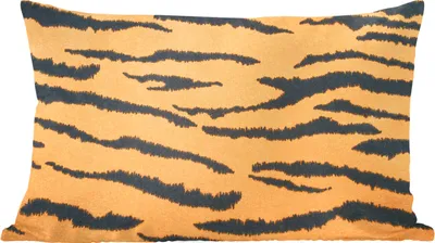 Produktbild von MuchoWow® Zierkissen Sofakissen Wohnzimmer Dekokissen 50x30 cm Tigerdruck - Braun - Orange - Wohnzimmerdekoration - Polster mit Photo