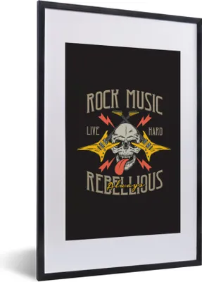Produktbild von MuchoWow® MuchoWow® Gerahmtes Poster Totenkopf - Gitarre - Vintage 40x60 cm - Poster mit zchwarzem Bilderrahmen - Poster in Rahmen