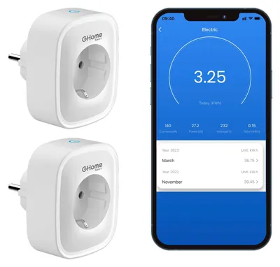 Produktbild von GHome Smart 16A WLAN Steckdose mit Strommessung Alexa/Google kompatibel