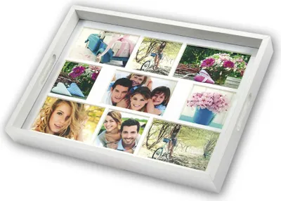 Immagine prodotto di ZEP Vassoio portafoto bianco 45x35 vassoio portafoto in legno 9 immagini W006