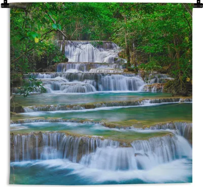 Produktbild von MuchoWow® Wandteppich Wandbehang Wasserfall - Bäume - Natur - Dschungel 90x90 cm Tapisserie Dekoration Wandtuch - Wandaufhänger
