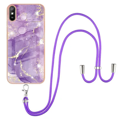 Obrázek produktu pro Pouzdro s řemínkem pro Xiaomi Redmi 9A, měkké TPU nárazník, ochranné pouzdro, s nastavitelným popruhem Fialový