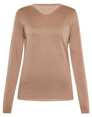 Image de Pull pour femme Jeona - couleur taupe. Pull pour femme Jeona - couleur taupe, taille XXL