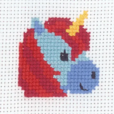 Immagine prodotto di Confezione da ricamo a punto croce Permin "Unicorno", schema contato, 8x8cm