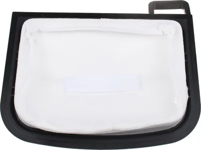 A white fabric filter with a black rubber frame, likely for a vacuum cleaner.