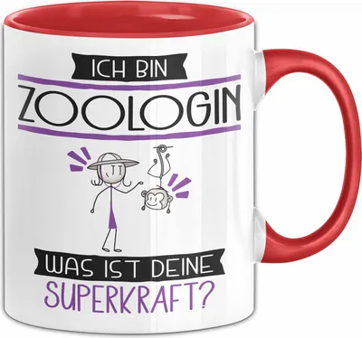 Produktbild von Zoologin Geschenk Tasse Ich Bin Zoologin Was Ist Deine Superkraft Geschenkidee Lustig Geburtstag Weihnachten (Rot)