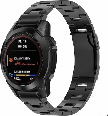 Produktbild von By Qubix Titanium Gliederarmband - Schwarz - passend für Garmin Instinct 3 - 50 mm