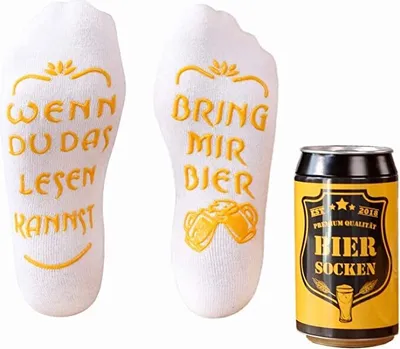 Produktbild von Bier Socken zum Geburtstag, Bier Geschenke zum Männer-Abend, Geschenk für Männer, Socken mit Spruch Wenn du das lesen kannst, bring mir Bier, 37-44