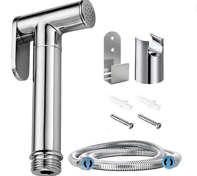 Produktbild von Bidet-Handbrause-Set mit Brauseschlauch und Halter Messing
