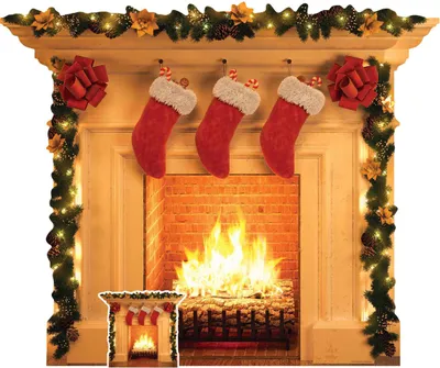 Produktbild von Weihnachten - Kamin - Lebensgroßer Pappaufsteller Standy - ca 121x101 cm