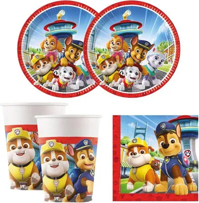 Obrázok produktu pre Party Set Paw Patrol, 52-dielny jednorazový riad pre detské narodeniny a tematické party, dekorácia na stôl
